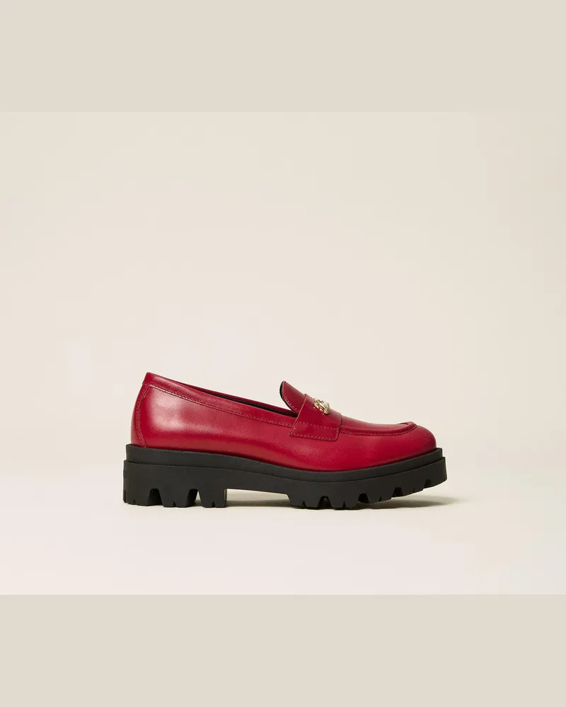 Twin-Set Loafers aus Leder Red