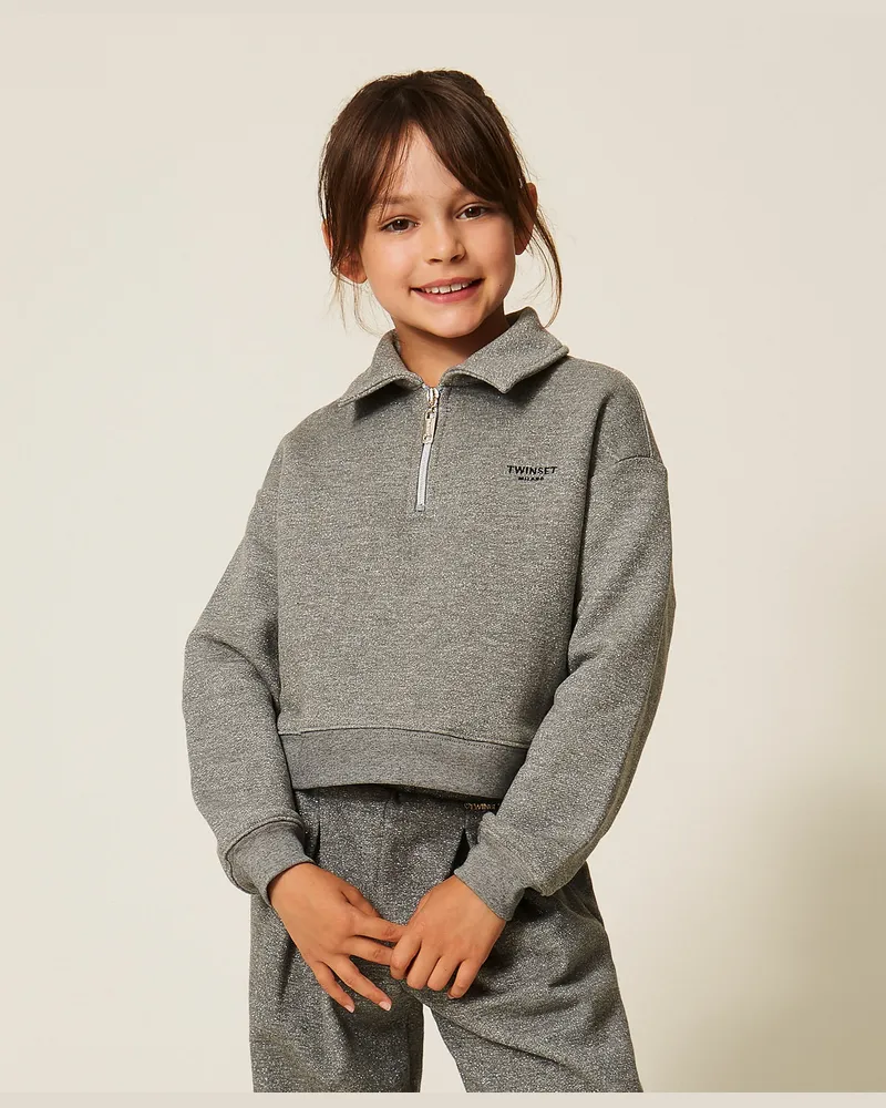 Twin-Set Sweatshirt mit Lurex und Sticklogo 