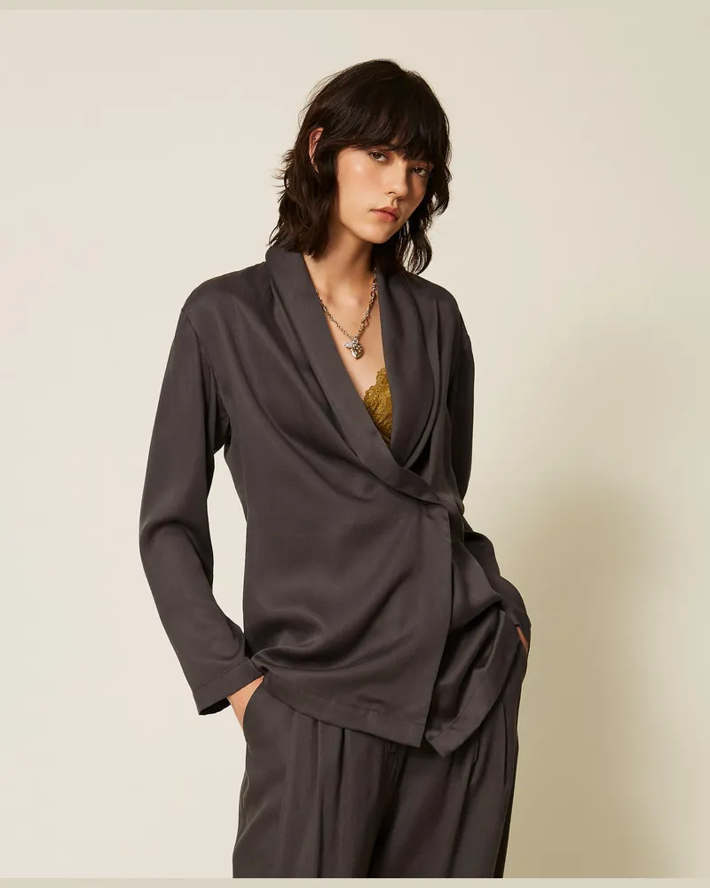 Twin-Set Blazer aus Satin Haselnuss