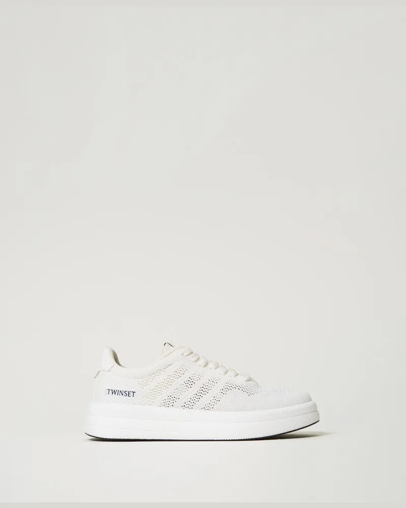 Twin-Set Schuhe - Fessura Sneakers mit Durchbruchmuster und Logo, Weiß, Größe Weiß
