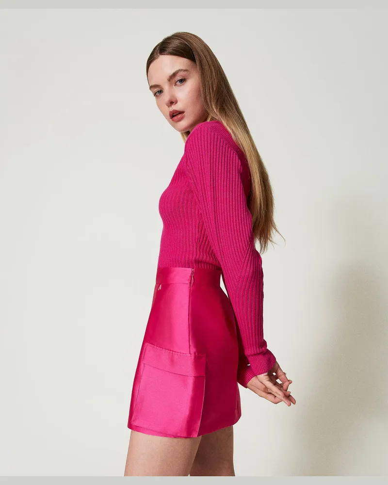 Actitude by Twinset Röcke - Minirock aus Mikado-Twill, Super Pink, Größe: S 