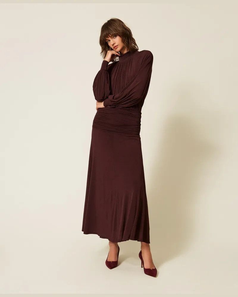 Twin-Set Maxikleid mit Faltenwurf Winetasting-violett