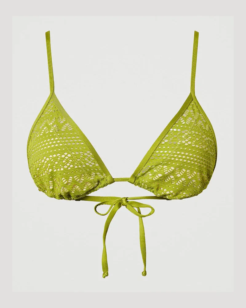 Twin-Set Bademode - Triangel-Bikinitop in Spitzenoptik, Green Grenoble, Größe Green