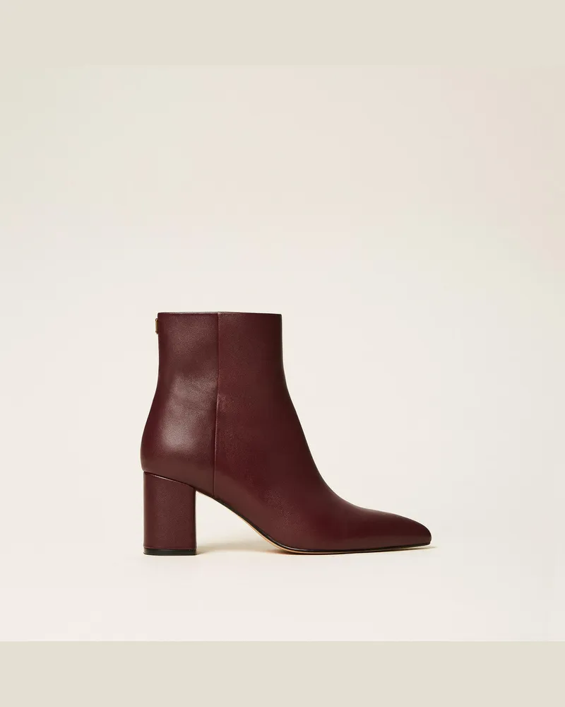 Twin-Set Stiefelette aus Leder Bordeaux