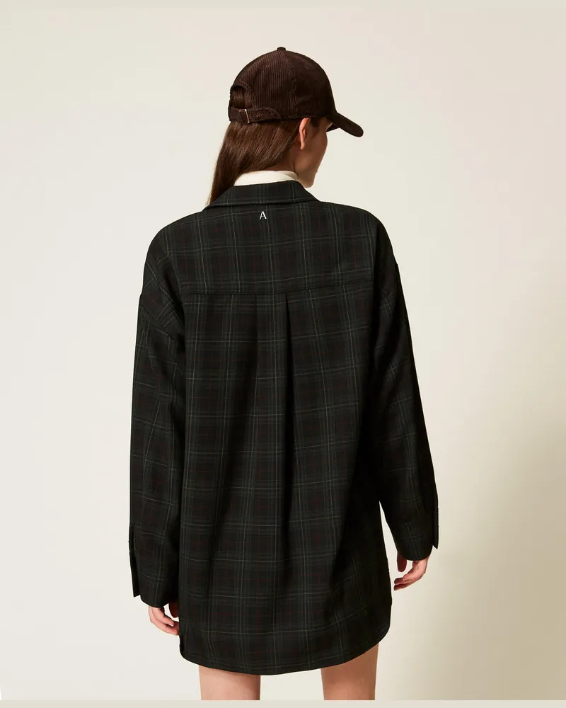 Actitude by Twinset Hemden - Hemdbluse im Tartanmuster mit Stickerei, „Daily Tartan"-Grün, Kariert, Größe „daily