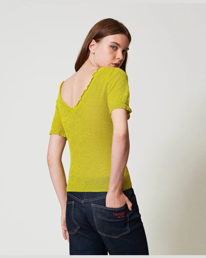 Actitude by Twinset 2-in-1-Pullover aus floralem Jacquard, Citronelle, Größe Citronelle