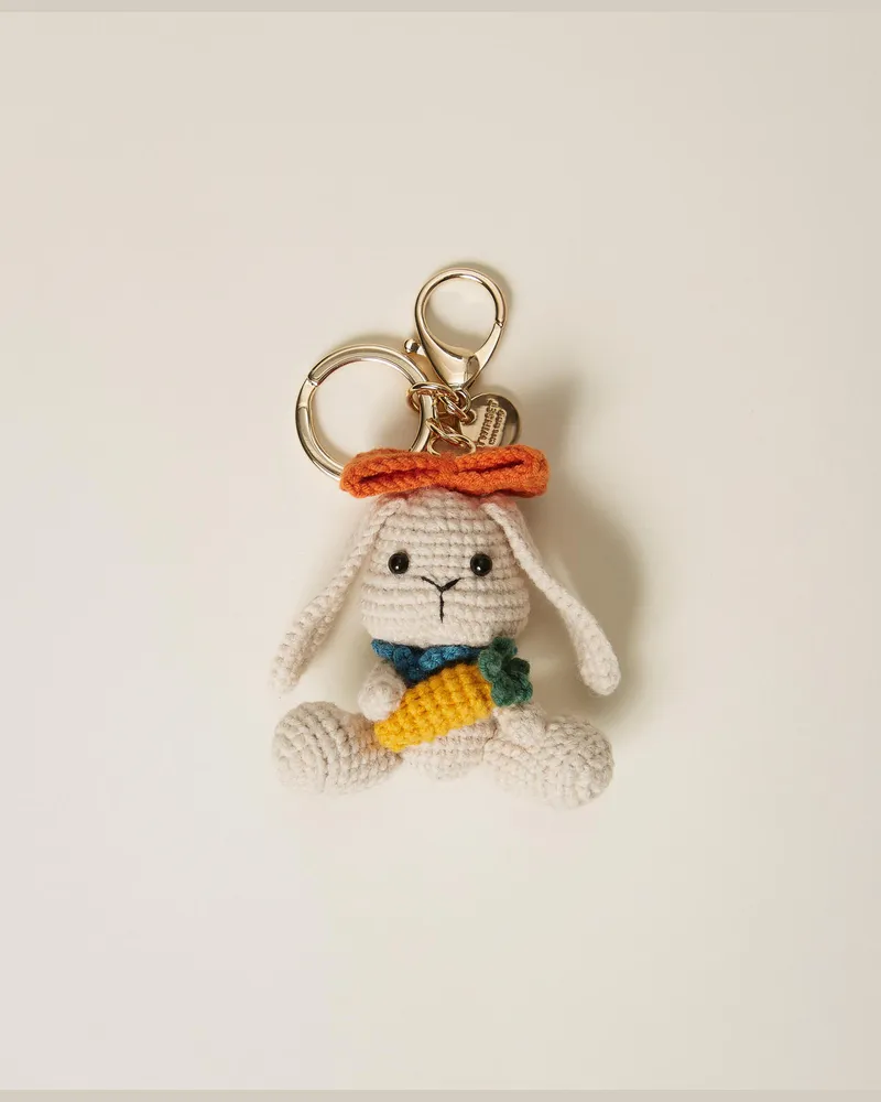 Twin-Set Accessoires - Schlüsselanhänger in Kaninchenform im Häkeldessin, "Parchment"-Beige, Einheitsgröße Parchment-beige