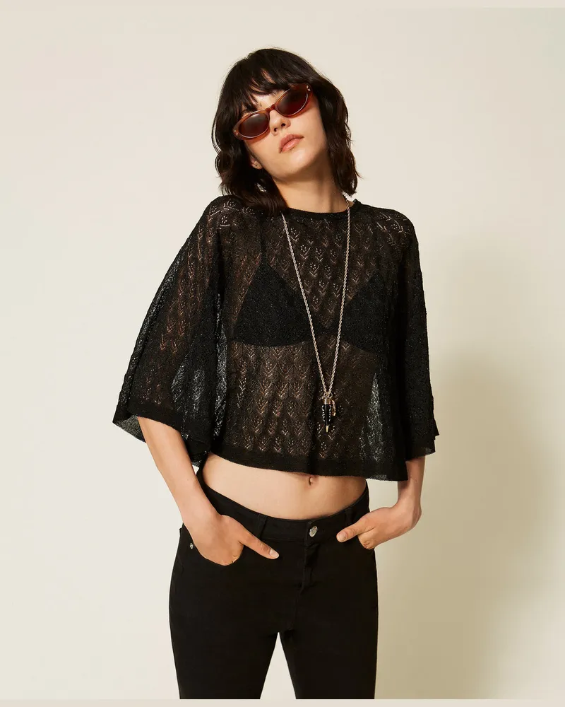 Twin-Set 2-in-1-Cropped-Pullover Lurex