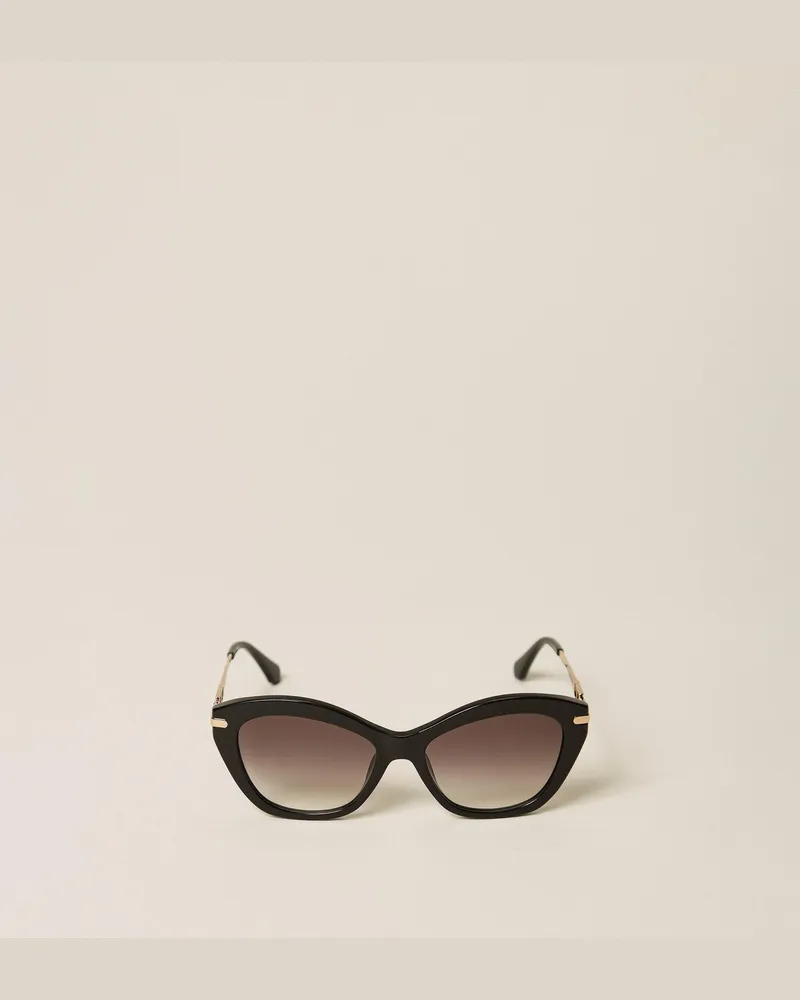 Twin-Set Schmetterlings-Sonnenbrille aus Acetat, Damen, Shiny Gold Shiny