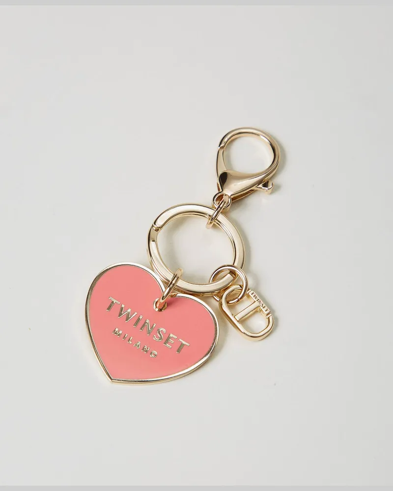 Twin-Set Accessoires - Schlüsselanhänger in Herzform mit Logo, Coralline, Einheitsgröße Coralline