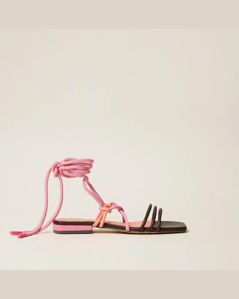 Actitude by Twinset Schuhe - MYFO flache Sandale im Color-Block-Design, "Mahogany"-Orange, Größe Mahogany-orange