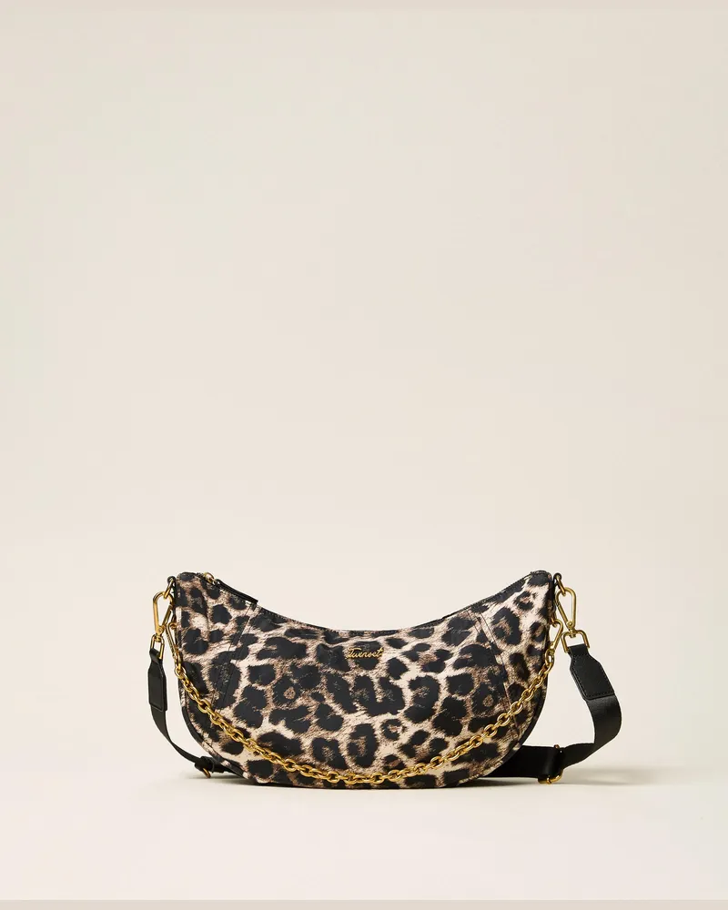 Twin-Set Hobo-Tasche mit Animalprint, Damen, Leopardenprint Leopardenprint