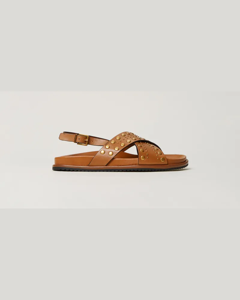 Twin-Set Schuhe - Ledersandale mit Nieten, Größe Leder