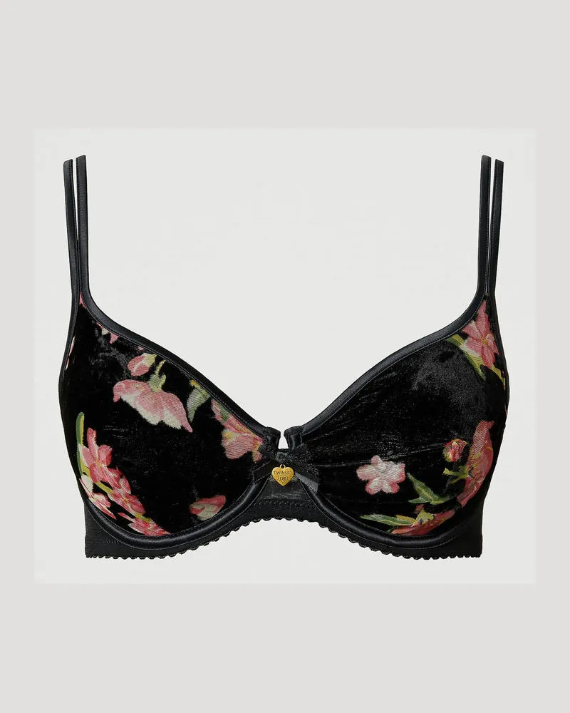 Twin-Set Unterwäsche - Bügel-BH aus Dévoré-Samt, Multicolor geblümt, Mit Blumen, Größe: 3-B 