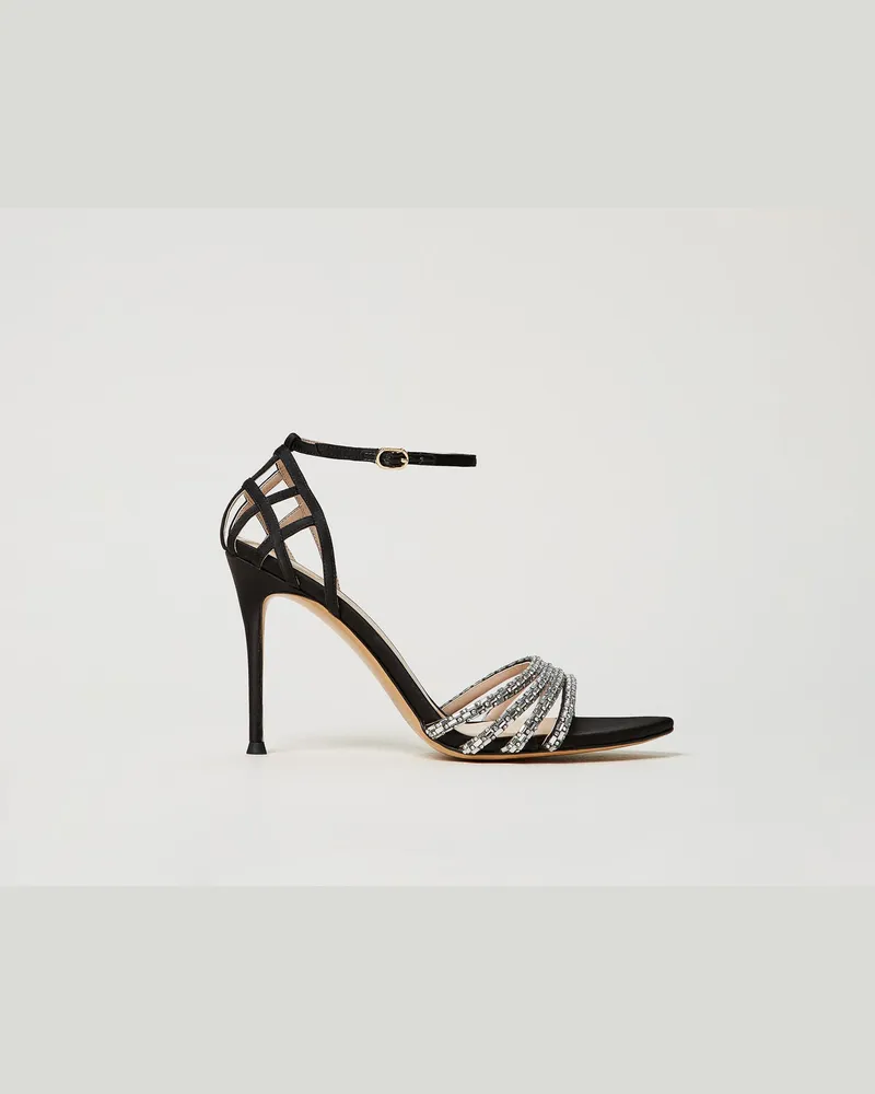 Twin-Set Schuhe - Römersandale mit Strass, Schwarz, Größe Schwarz