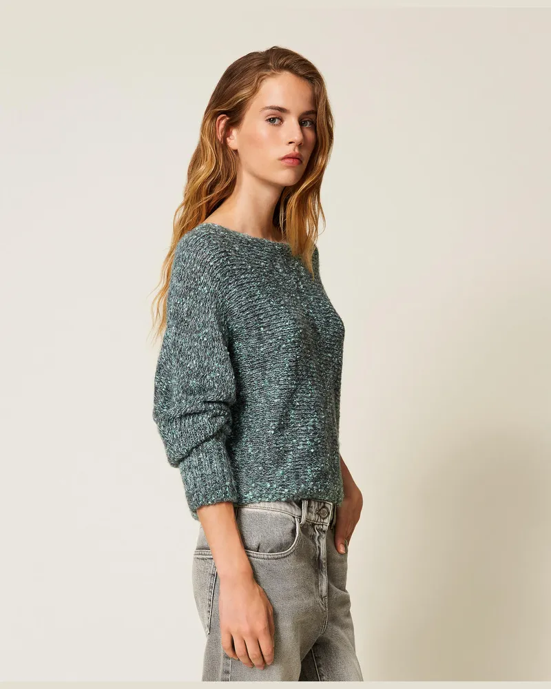 Actitude by Twinset Pullover aus Moulinégarn, Multicolor Green, Größe Multicolor