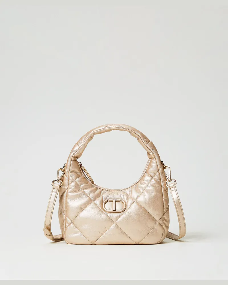 Twin-Set Taschen - Kleine Hobo-Stepptasche mit Wattierung, Gelbgold, Einheitsgröße 