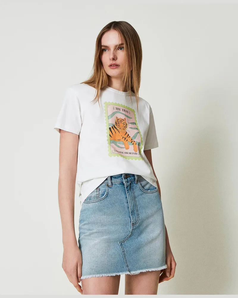 Twin-Set T-Shirts - T-Shirt im Regular-Fit von Giglio Tigrato x Twinset, Print Color Tiger, Baumwolle, Größe: XXS 