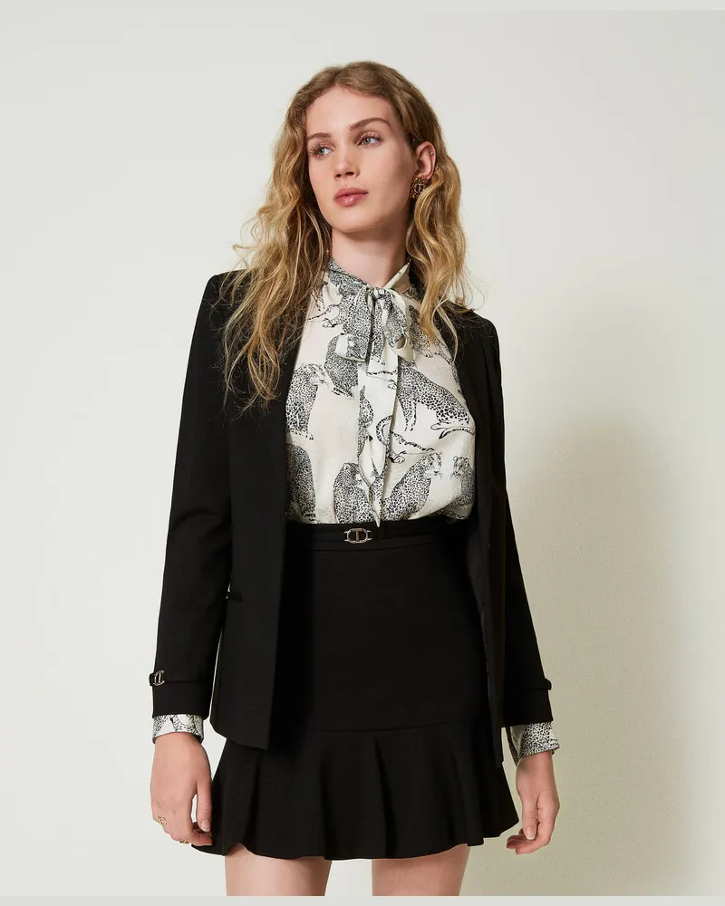 Twin-Set Röcke - Minirock mit „Oval T"-Gürtel, Schwarz, Größe: 50 