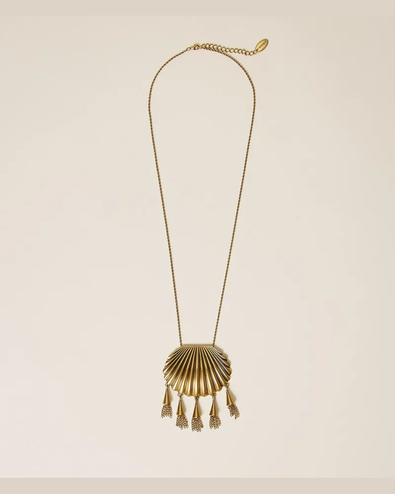 Twin-Set Accessoires - Halskette mit Muschelanhänger, Old Gold, Einheitsgröße Old