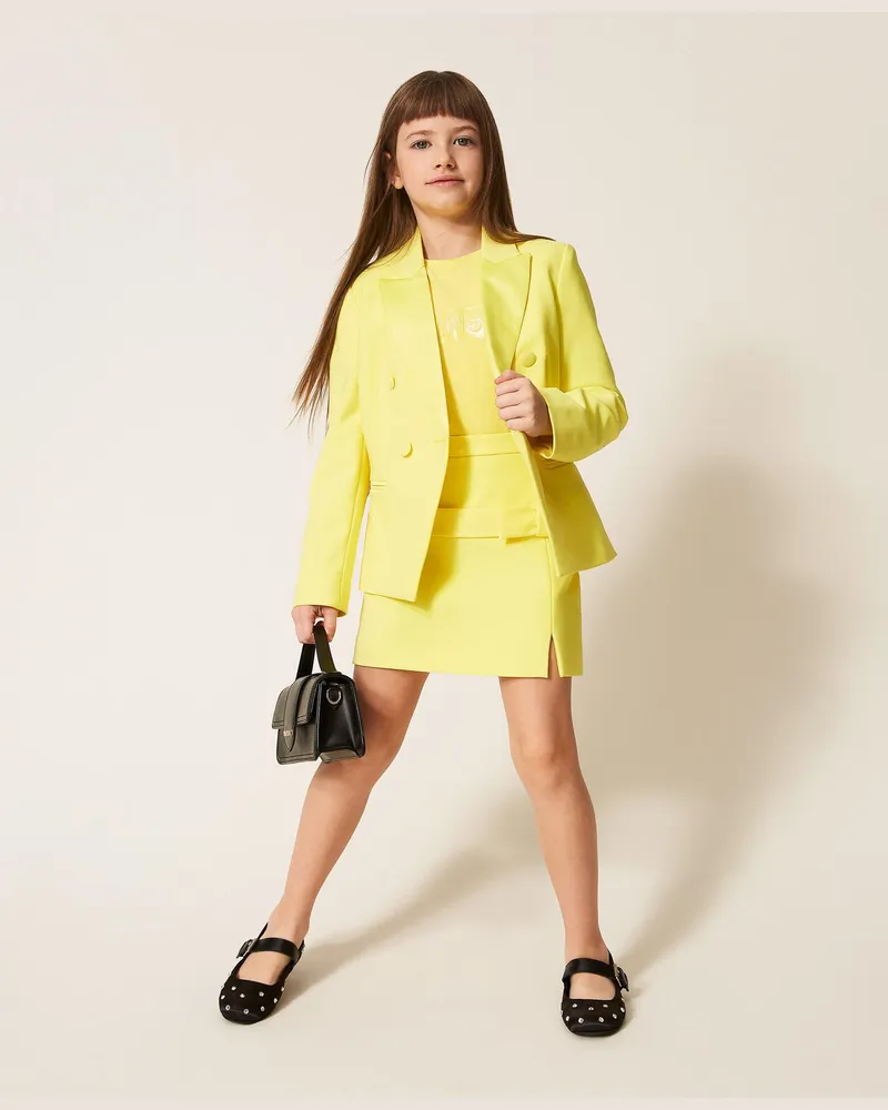 Twin-Set Röcke - Minirock aus Crêpe mit Schleife, "Limelight"-Gelb, Größe Limelight-gelb