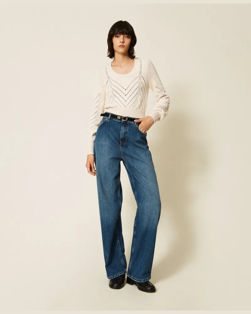 Twin-Set Wide-Leg-Jeans im Five-Pocket-Stil 