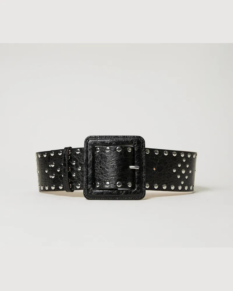 Actitude by Twinset Accessoires - Beschichteter Nietengürtel, Schwarz, Größe Schwarz
