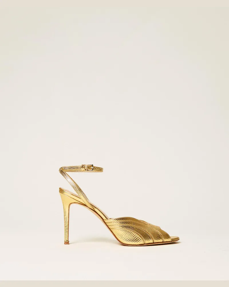 Twin-Set Schuhe - Sandalette aus Metallic-Leder, "Tejus"-Gold, Größe Tejus-gold