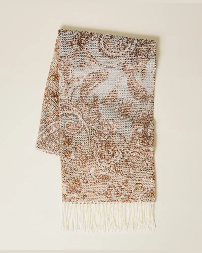 Twin-Set Accessoires - Jacquardstola mit Paisleydessin, Jacquard Paisley Natural Beige, Einheitsgröße Jacquard