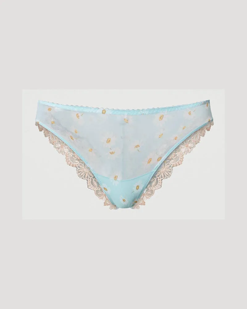Twin-Set Unterwäsche - Brazilian-Slip aus Tüll mit Margeritenprint, Margeritenprint Star Blue, Größe: I 