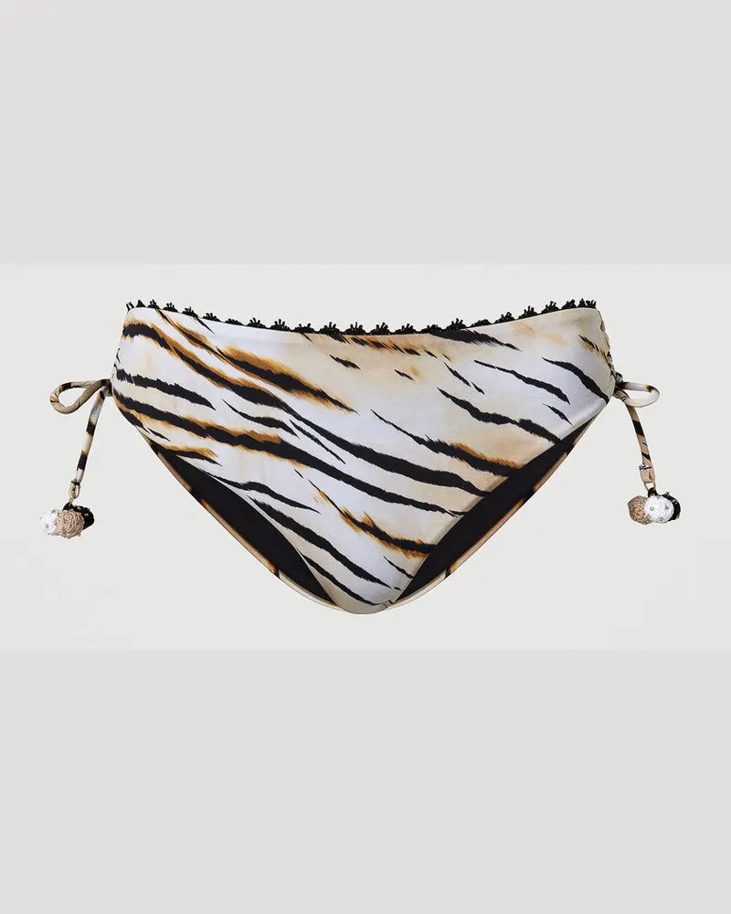 Twin-Set Bademode - Bedruckte Bikinihose mit Tunnelzügen, Print Animal, Größe: II 