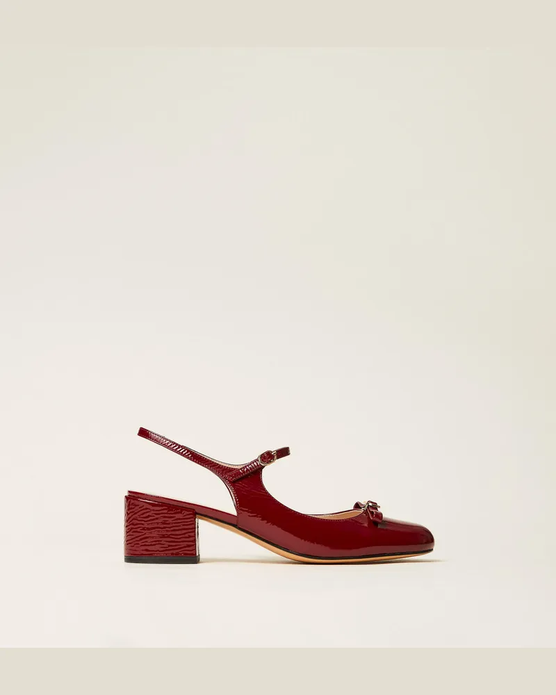 Twin-Set Schuhe - Slingback-Pumps in Lackoptik, Bordeaux, Größe Bordeaux