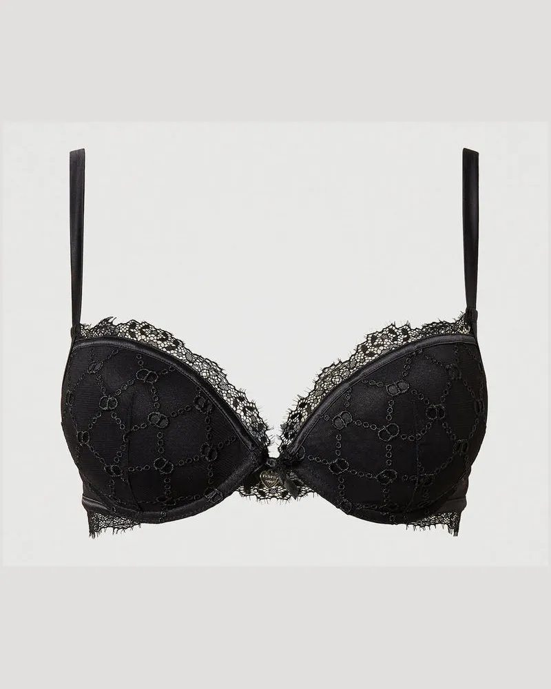 Twin-Set Unterwäsche - Push-up-BH aus Tüll mit Oval Ts, Schwarz, Größe: 1-C 