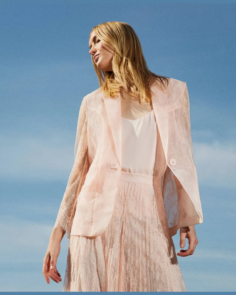 Twin-Set Jacken und Outerwear - Blazer aus Organza und Spitze, Cupcake Pink, Größe Cupcake