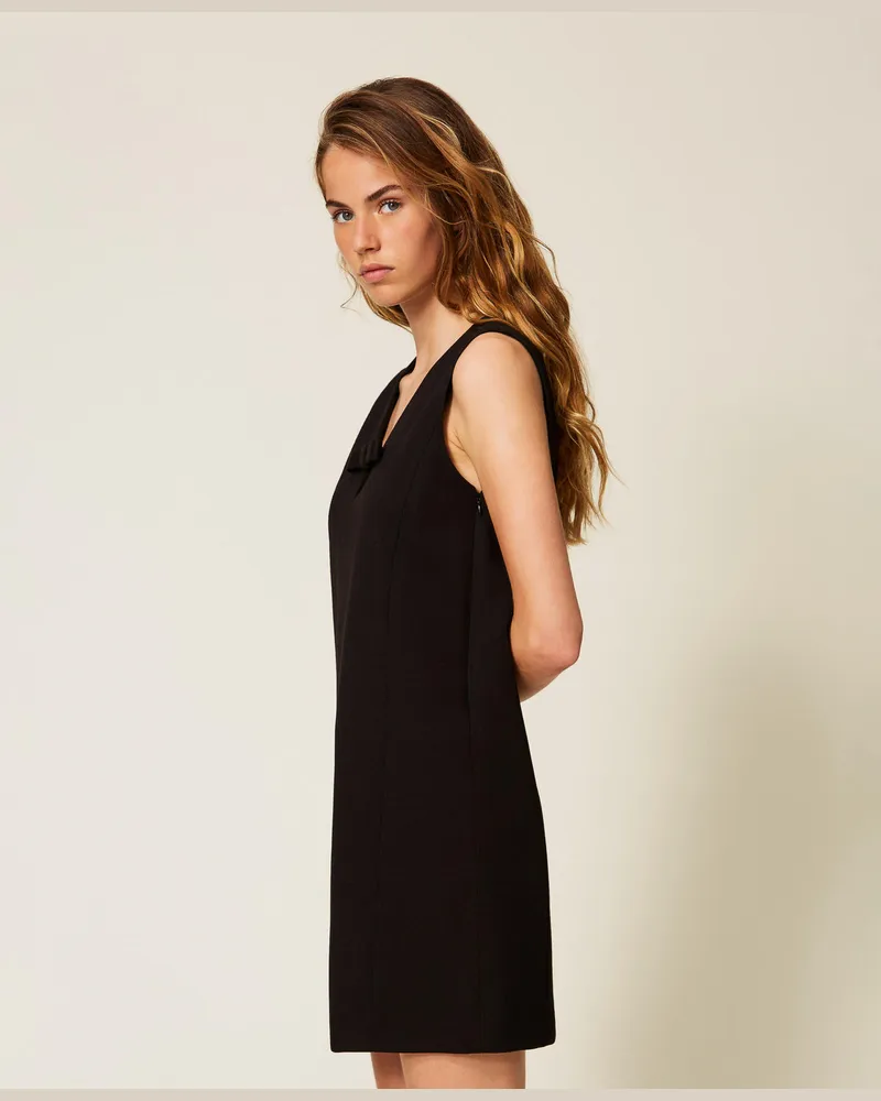 Actitude by Twinset Kleider - Kurzes Kleid mit Schleife, Schwarz, Größe Schwarz