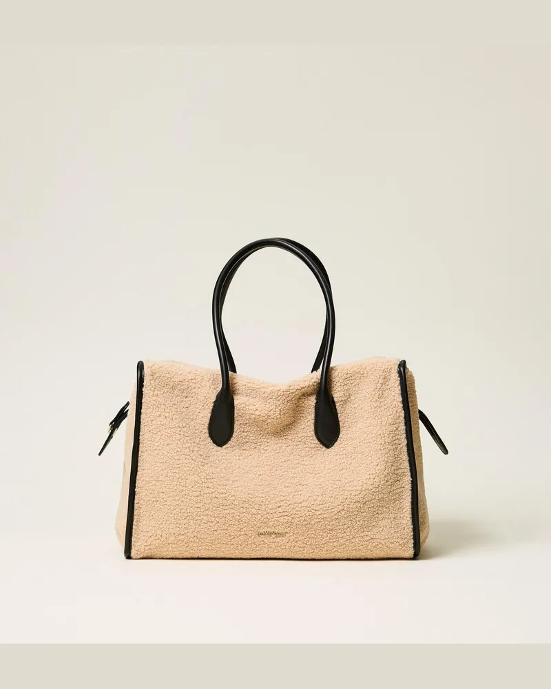 Twin-Set Bowling-Bag aus Kunstpelz Crystal