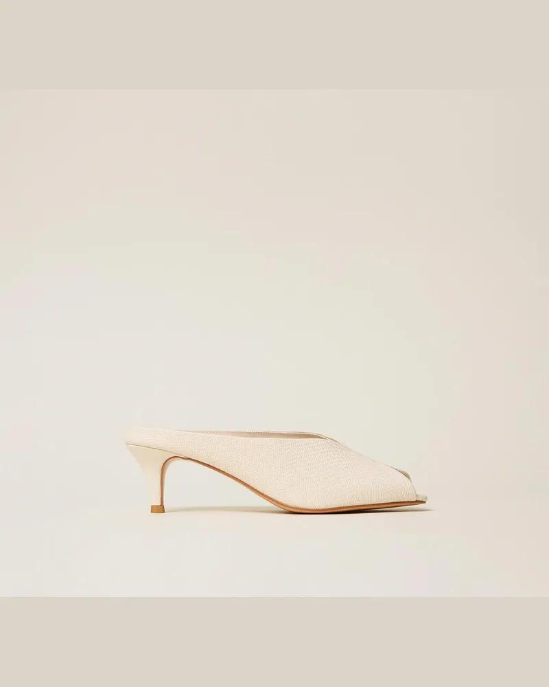 Twin-Set Schuhe - Mules aus Leder, Print Tejus Perlmutt, Größe Print