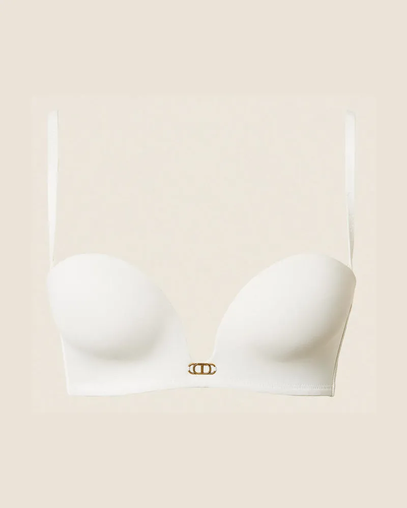 Twin-Set Unterwäsche - BH im Bandeau-Design mit „Oval T", Mattweiß, Größe Mattweiß