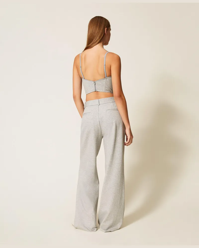 Actitude by Twinset Hosen - Palazzo-Hose mit Taschen, Hellgrau-Melange, Größe Hellgrau-melange