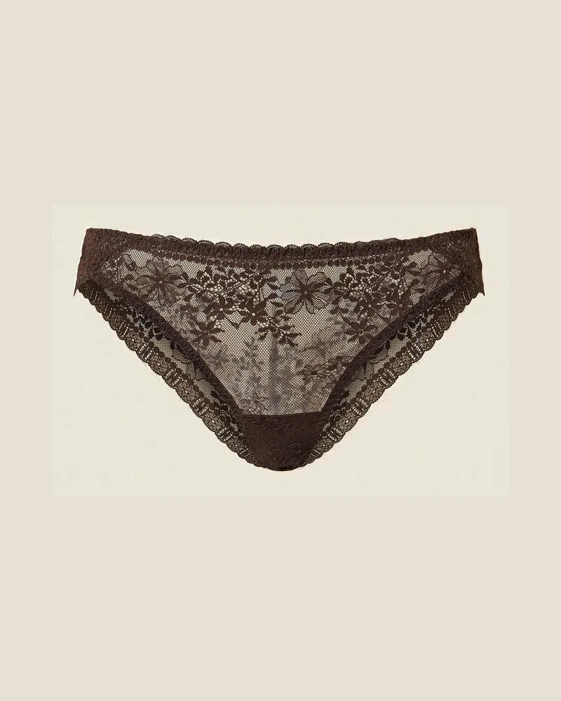 Twin-Set Unterwäsche und Nachtwäsche - Brazilian-Slip aus Spitze, Black Chocolate, Größe Black