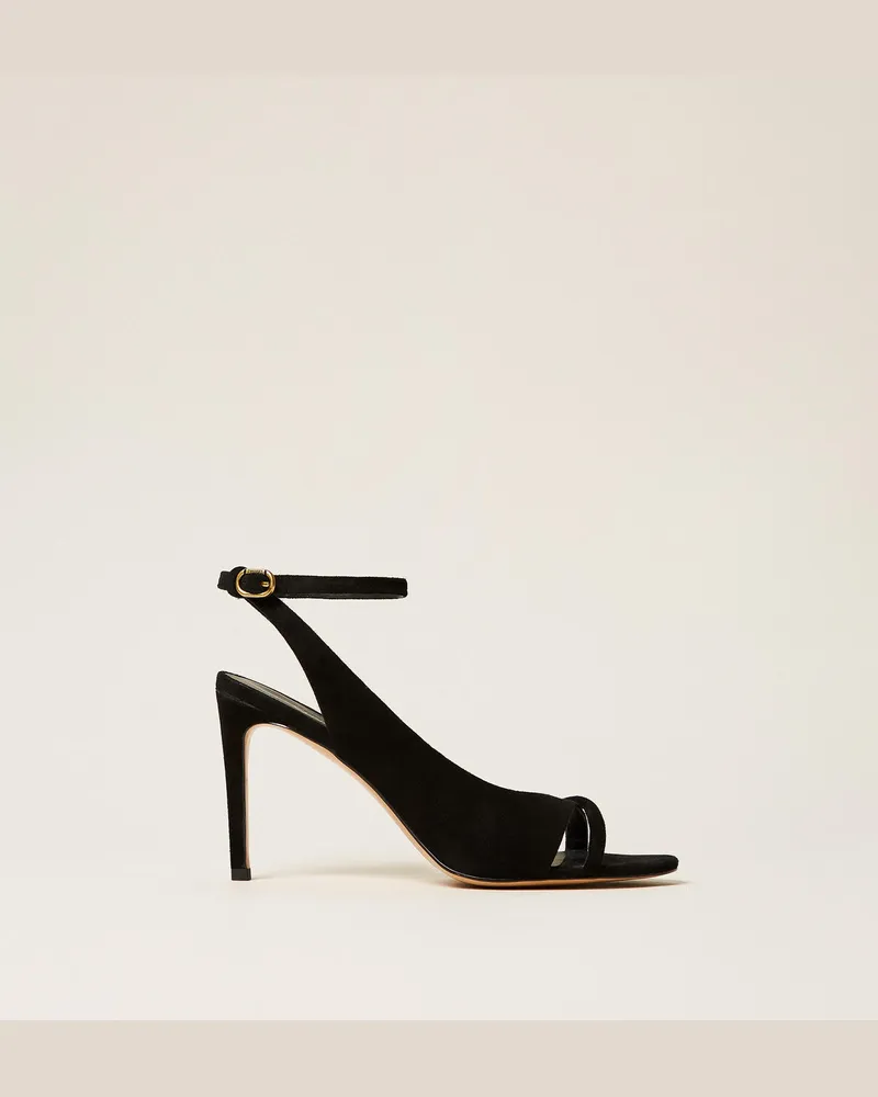 Twin-Set Sandalette aus Veloursleder Schwarz