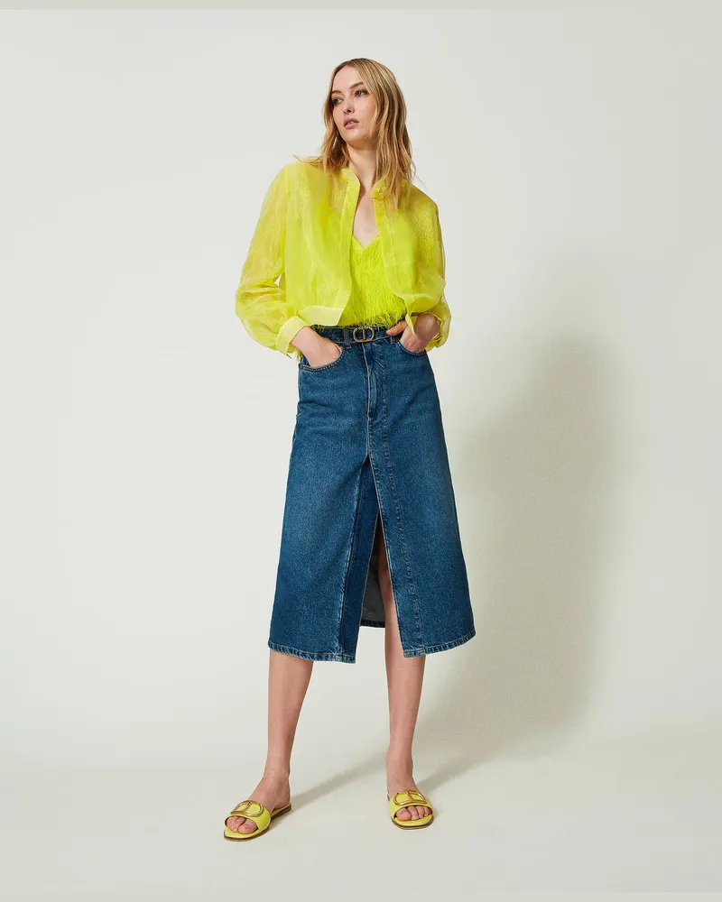 Twin-Set Röcke - Midi-Jeansrock, Denim, Größe: 48 