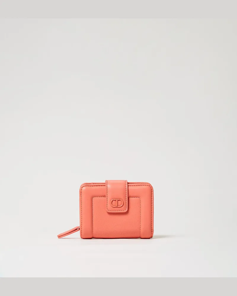 Twin-Set Accessoires - Portemonnaie mit Rundumreißverschluss und Oval T, Coralline, Einheitsgröße Coralline
