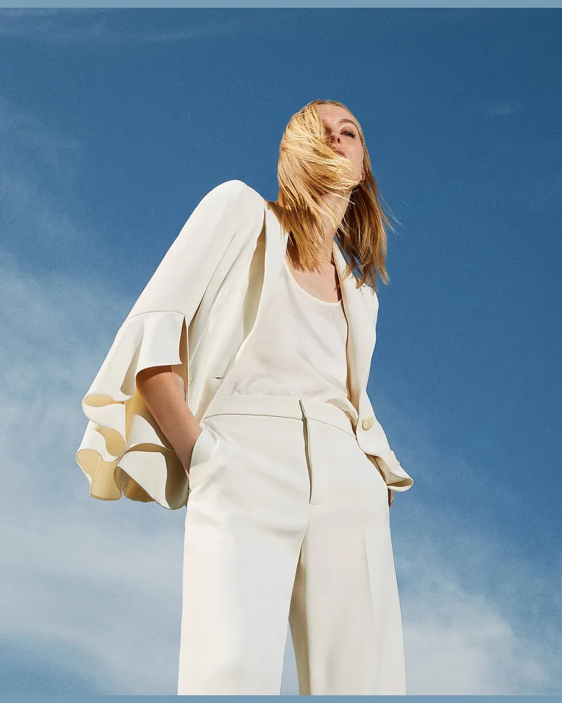 Twin-Set Jacken und Outerwear - Blazer aus Crêpe-Cady, Weiß Schnee, Größe Weiß