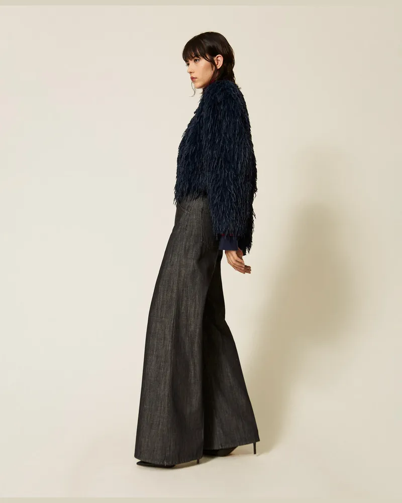 Actitude by Twinset Wide-Leg-Jeans mit Gürtel Denimschwarz