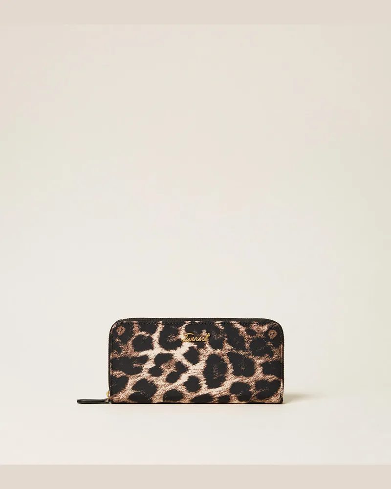 Twin-Set Geldbörse mit Rundumreißverschluss und Animal-Print Leopardenprint