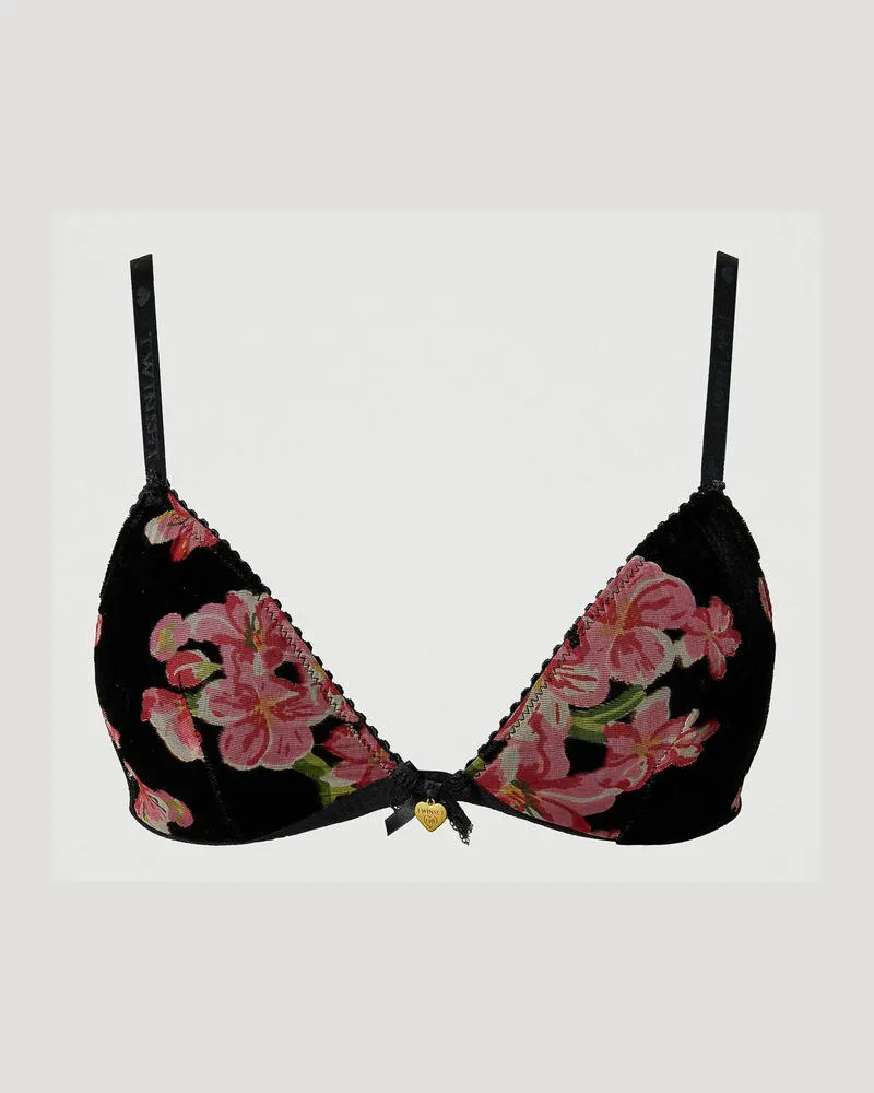 Twin-Set Unterwäsche - Triangel-BH aus Dévoré-Samt, Multicolor geblümt, Mit Blumen, Größe: 4-C 