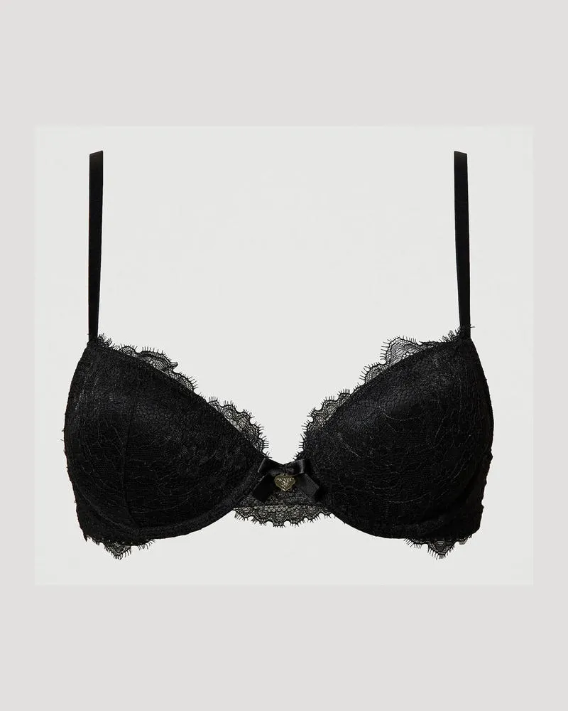 Twin-Set Unterwäsche - Push-up-BH aus Spitze, Schwarz, Größe: 2-D 