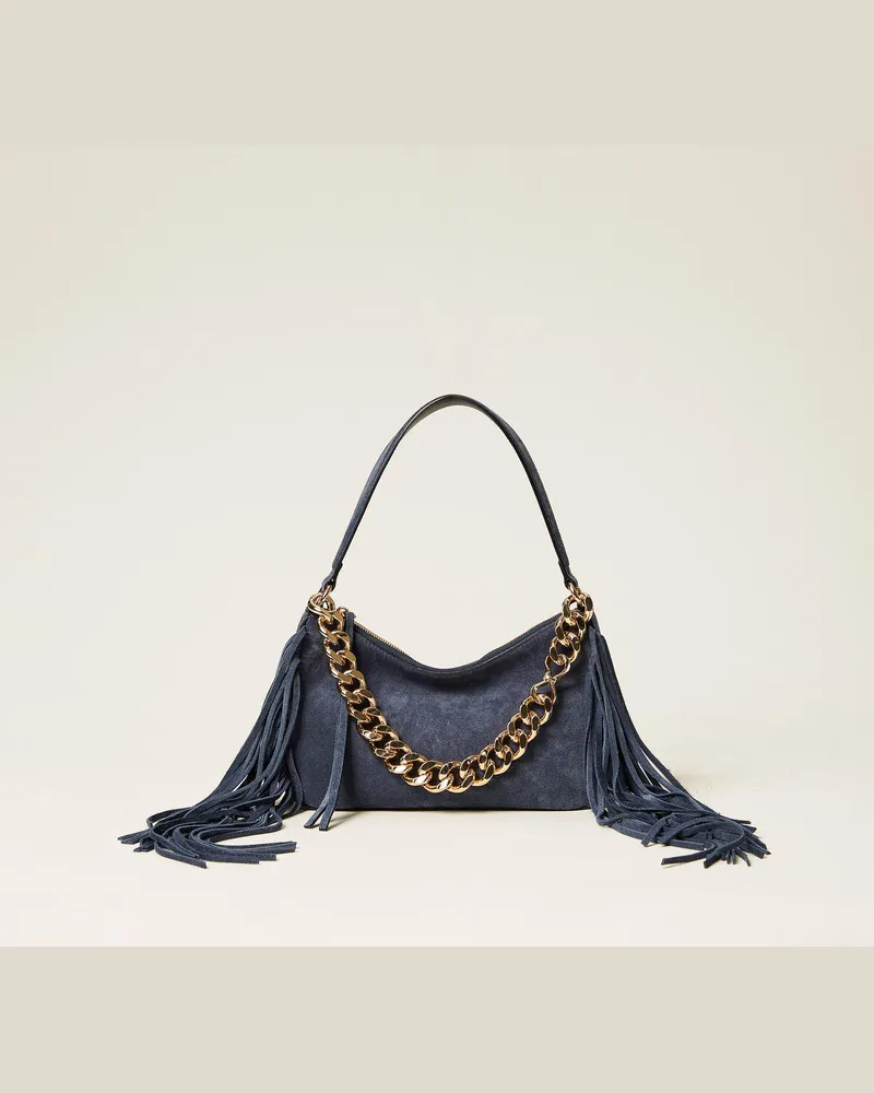 Twin-Set Taschen - Kleine Tasche „Liliane" aus Veloursleder, „True Navy"-Blau, Einheitsgröße 