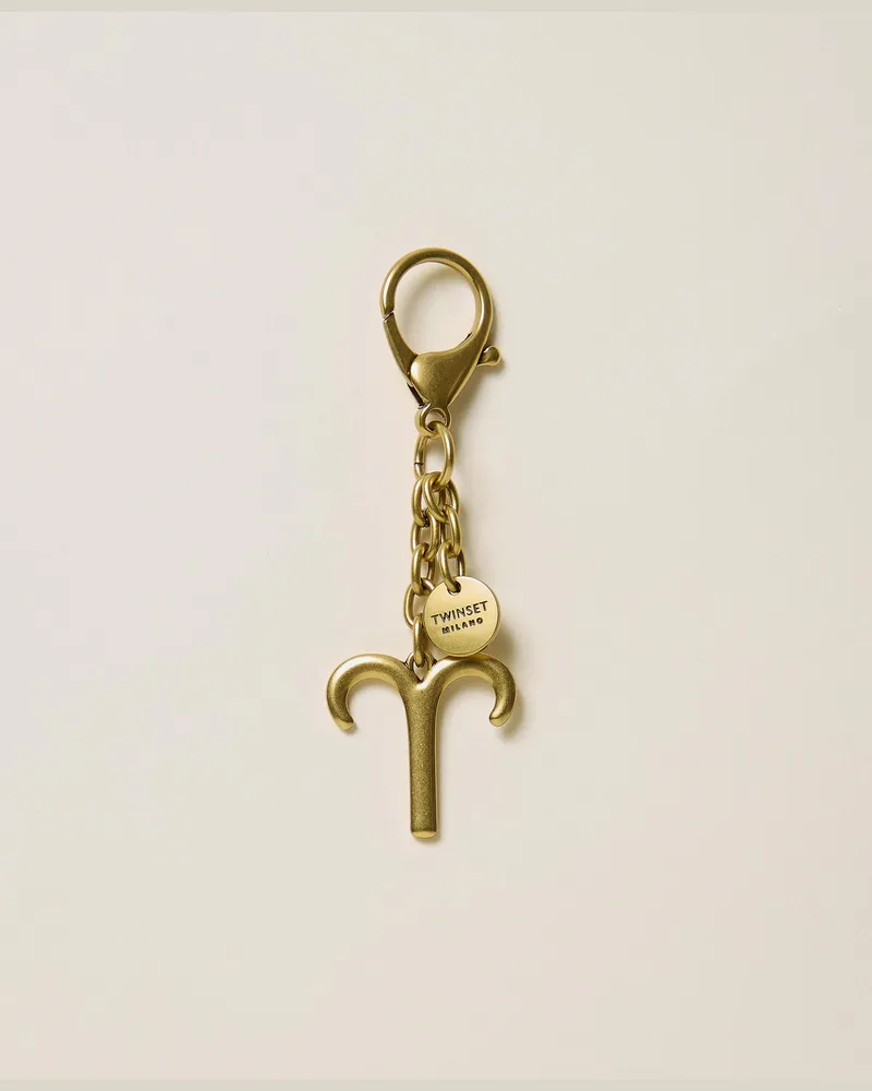 Twin-Set Sternzeichen-Schlüsselanhänger mit Logo, Damen, Widder Widder